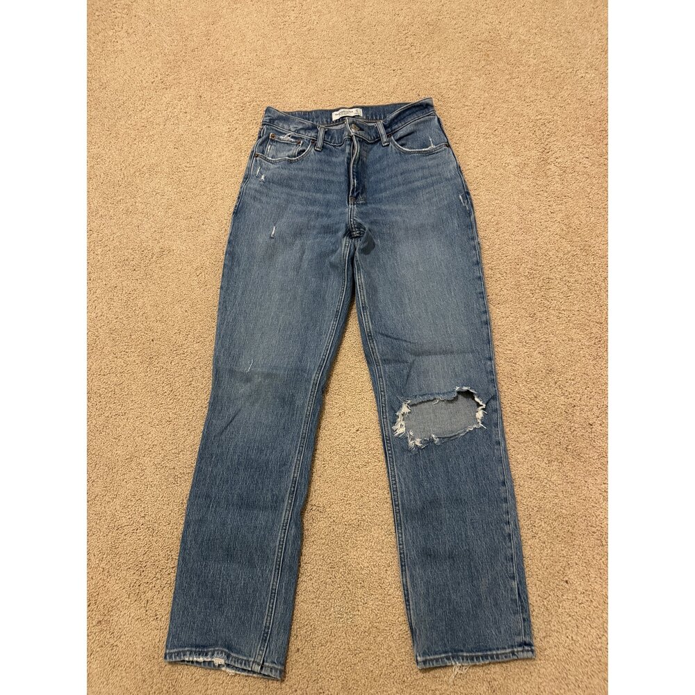 Abercrombie The '90s Straight Low Rise Curve Love - Size 27 - Medium Blue